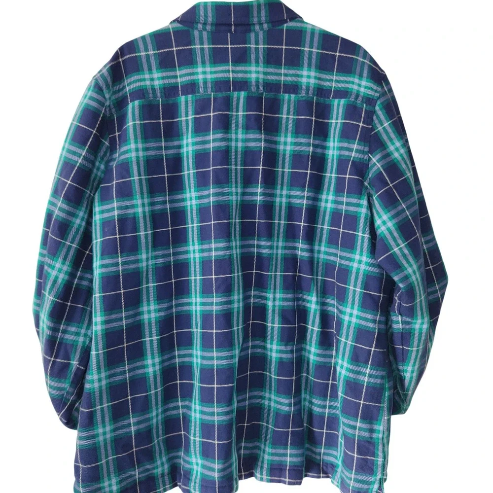 L.L. Bean Lined Flannel plaid Blue & Green Womens‎ XL